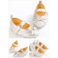 High quality Kid shoes Silver baby girl party Bow-knot dancing shoes Fancy toddler girls shoes 3-12 month 3 colors